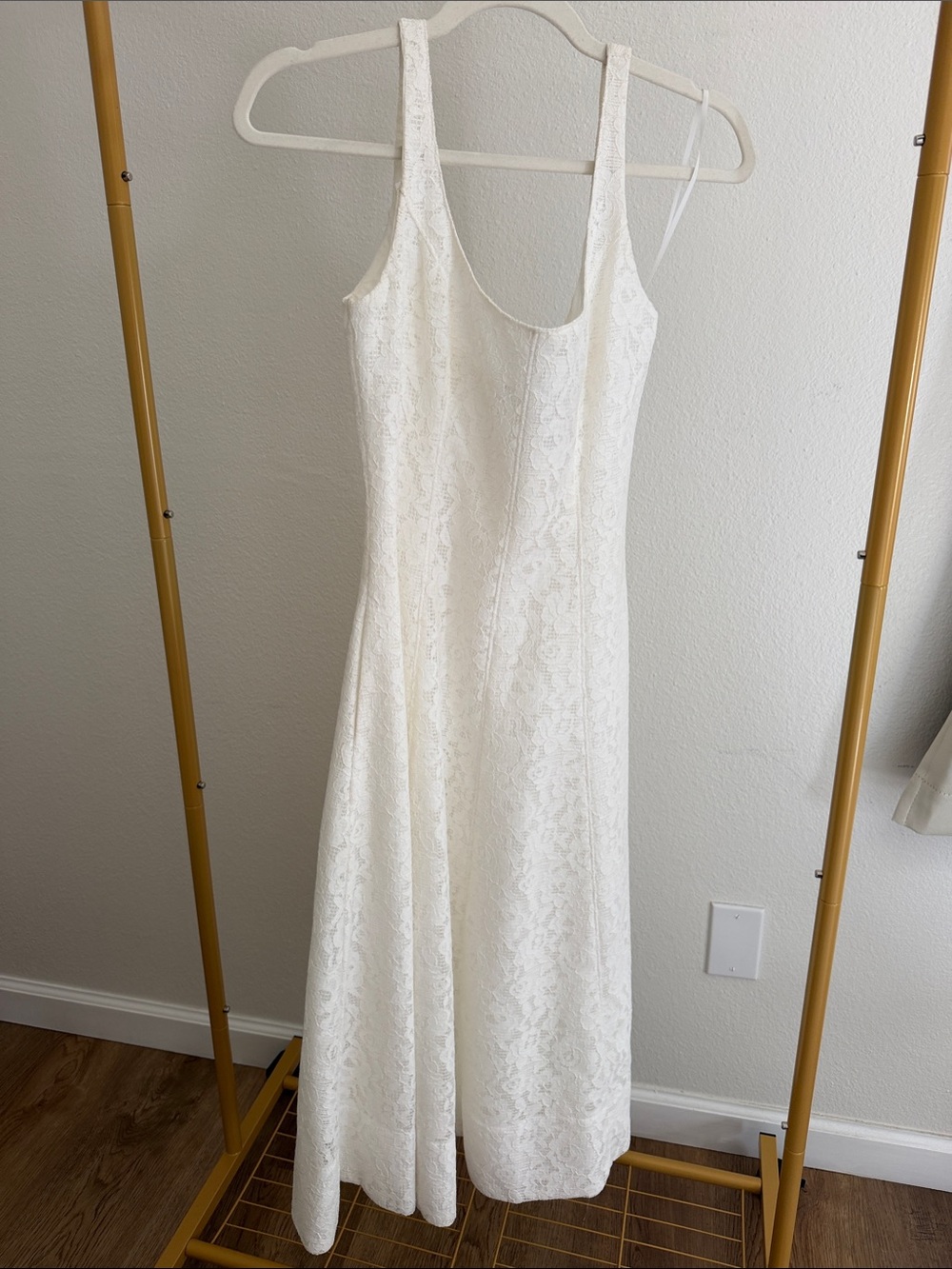Aqua White Lace Maxi Tank Dress